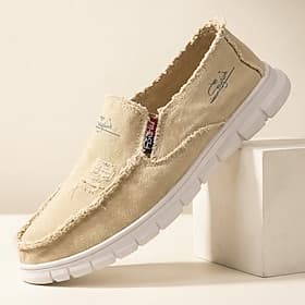 Men's Beige Slip-On Casual Loafers Lightweight Comfort Walking Shoes Soft Everyday Footwear for Daily Wear, Travel, Driving, Office and Weekend Relaxation