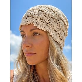 Women's Crochet Hat – Vintage Summer Polyester Sun Hat, Breathable Lightweight, Multi-Color, Boho Beach, Garden, Resort, Casual Outdoor, Elegant Ladies Accesso