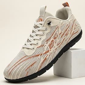 Men's Printed Mesh Casual Walking Shoes, Breathable Lace-Up Sneakers, Lightweight Comfort Shoes for Travel, Outdoor, Daily Wear
