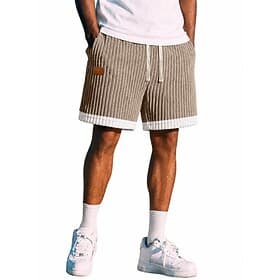 Herren Shorts Freizeitshorts Cordshorts Tasche Elastischer Bund Gerippt Einfach Gestreift Komfort Atmungsaktiv Über dem Knie Lässig Outdoor Strand Urlaub Mode