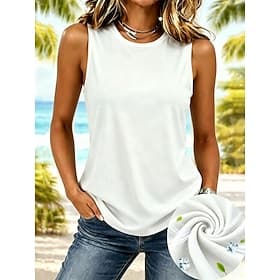 Women's Moisture Wicking Quick Drying T Shirt Tee Top Plain Stylish Classic Sleeveless Crew Neck Regular Tops Casual Gym Sports Blue Black White Light Pink Pin