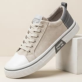 Men's Canvas Lace-Up Sneakers, Casual Low Top Walking Shoes for Travel, School, Daily Wear and Smart Casual Outfits