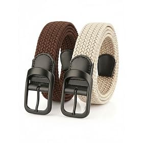 Ceinture tressée extensible en polyester pour homme, ceinture élastique tissée multicolore et ajustable pour les sports de plein air, les voyages et le quotidi