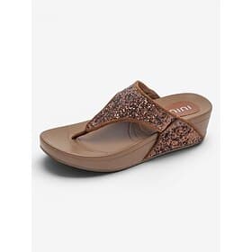 Women's Brown Glitter Arch Support Wedge Flip Flops – Lightweight Comfort Platform Sandals with Cushioned Footbed for Summer Travel, All-Day Comfort Beach
