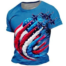4th of July 2026 250th Men's Star US Flag T Shirt Short Sleeve T shirt 3D Print Crew Neck Shirt Patriotic Daily Festival Blue Black Red Summer Spring Clothing