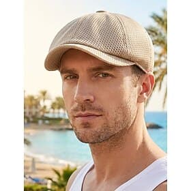 Men's Breathable Mesh Ivy Cap,Lightweight Summer Golf Driving Hat,Adjustable Newsboy Flat Cap for Casual,Travel,Outdoor,Vacation Fishing Dad Hats,Multiple Colo