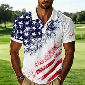 4 de julio de 2026, 250 aniversario Hombre Bandera estadounidense Camisetas polo deportivas Manga Corta Camisas de polo Camisas con cuello Casual Ropa Deportiv
