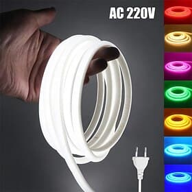 220V Dimmable COB LED Neon Strip Light Outdoor Waterproof Super Bright 280LEDs/M Flexible Lamp Garden Home Bar Decor