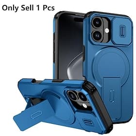Phone Case For iPhone 17 Air 17 Pro Max 16 15 14 Pro Max Plus 13 Pro Max Mini Back Cover With Magsafe with Stand Holder Magnetic Support Wireless Charging Armo