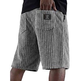Herren Shorts Freizeitshorts Cordshorts Tasche Elastischer Bund Gerippt Einfach Texture Komfort Atmungsaktiv Knielang Lässig Outdoor Strand Urlaub Mode Khaki S