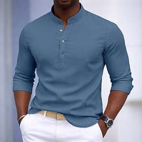 Men's Shirt Dress Shirt Button Up Shirt Pullover Solid Color Daily Business Black White Brown Dark Blue Long Sleeve Turndown All Seasons Clothing Apparel Plain