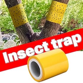 5meters Lantern Fly Tree Tape Outdoor Adhesive Crawling Insect Trap Yellow Sticky Traps Sticky Barrier Protecting Trees Outdoor Indoor Fruit Tree Lawn Garden C