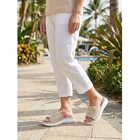 Sandales compensées confortables pour femmes, sandales à enfiler rembourrées avec semelle intérieure douce, idéales pour la maison, les voyages et le quotidien