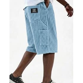 Homme Shorts Shorts d'été Shorts de plage Short décontracté Short en velours côtelé Avec Poches Taille Élastique Uni Confort Respirant Longueur Genou Quotidien