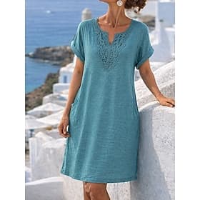 Per donna Mini Abito Abito a Tubino Abito Estivo Casual Quotidiano Vestibilità comoda Semplice Manica Corta Scollo a V Blu blu navy Nero Vino Estate