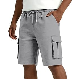 Herren Cargo-Shorts Shorts Sommershorts Freizeitshorts Jacquard Tasche Elastischer Bund Einfach Komfort Atmungsaktiv Knielang Lässig Outdoor Strand Urlaub Mode