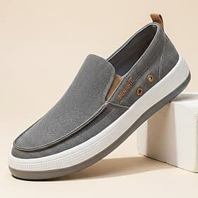 Men's Canvas Slip-On Loafers, Lightweight Casual Walking Shoes for Daily Wear, Travel, Office and Weekend Outfits