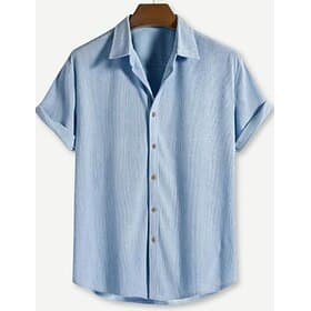 Men's Shirt Casual Shirt Corduroy Shirt Button Up Shirt Black White Yellow Pink Sky Blue Short Sleeve Plain Shirt Collar Casual Daily Buttons Clothing Apparel