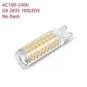 No Flash 100leds LED Bulb G9 LED Lamp AC 100-240V Light Bulb SMD2835 led Spotlight Chandelier Lighting Halogen Lamp