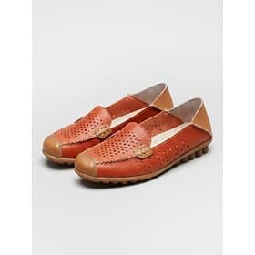 Women's Convertible Orange Casual Loafers – Two-Way Wear Breathable Slip-On Comfort Shoes with Handcrafted Stitching Soft Comfort Sole for Travel, Summer Walk