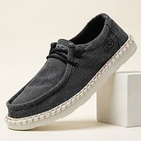 Men's Canvas Lace-Up Loafers, Soft Sole Casual Walking Shoes for Daily Comfort, Travel and Outdoor Wear