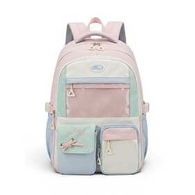 Sac à dos scolaire grande capacité pour enfants, en polyester, multicolore, bretelles réglables, multiples poches, idéal pour la rentrée scolaire, les voyages,