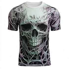 Men's Skull Bone T Shirt Short Sleeve T shirt 3D Print Crew Neck Shirt Gothic Street Dark Party White 1 Black White All Seasons Clothing Apparel S M L XL XXL X