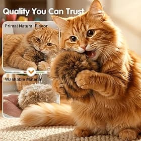4PCS Cat Toy Faux Rabbit Fur Ball, Soft Fluffy Rabbit Fur Catnip Ball Cat Toys for Indoor Cats, Washable Fun to Chase for Interactive Bonding