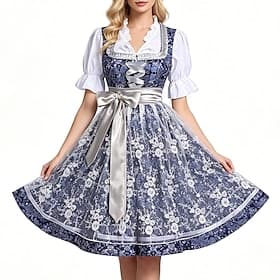 Oktoberfest Robe Dirndl Ensemble Dirndl Blouse Dirndl Jacquard Dentelle Femme de ménage Allemand Alpin Patrimoine Prairies Femmes Carnaval Fête de la Bière Tis