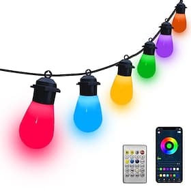 Guirlande lumineuse extérieure étanche, guirlande lumineuse solaire S14 pour terrasse, couleurs d'ambiance douces, USB, robuste et incassable, décoration de st