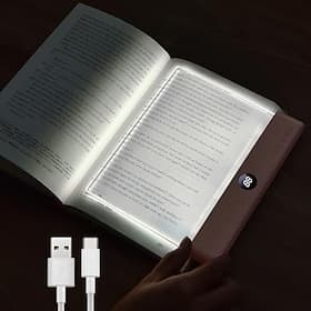 Lampe de lecture, lampe de lecture plate LED transparente rechargeable avec 3 couleurs Lampe de lecture à minuterie, panneau lumineux à intensité variable, idé