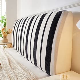 Housse de tête de lit rayée épaisse en une seule pièce, housse de tête de lit élastique universelle enveloppante, housse anti-poussière minimaliste