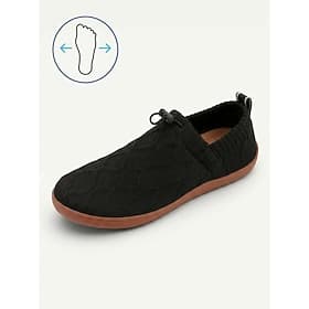 Women's Black Wide Width Barefoot Knit Walking Shoes – Breathable Slip-On Sneakers with Wide Toe Box, Flexible Non-Slip Sole and Natural Foot Movement for Trav