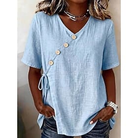 Femmes Chemise Chemise Bohème Tunique Couleur Unie Élégant Bohème Vacances Occasionnel Quotidien Sortir Bleu Bleu de minuit Beige Été Printemps