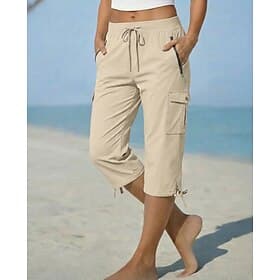 Women's Capri shorts Sport Casual Daily Ankle-Length Mid Waist Plain Drawstring High Elasticity Daily Indoor Outdoor Blue Gray Green Apricot Wedgewood Summer S