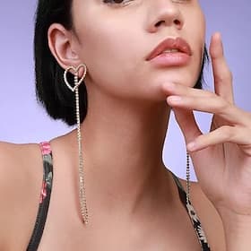 Boucles d'oreilles Frange à pompons Cœur Des boucles d'oreilles Bijoux Dorée / Blanc Pour Quotidien