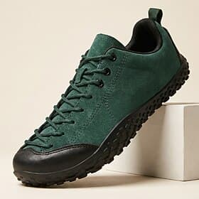 Baskets de randonnée vertes pour homme, chaussures de marche à lacets pour sentiers extérieurs, semelle épaisse antidérapante idéale pour le camping, les voyag