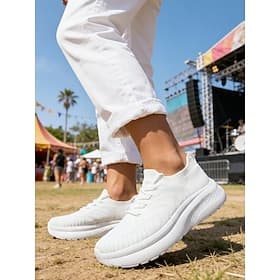 Men's Sporty Casual Daily Music Festival Knit Comfortable Breathable Lace-up Khaki Black White Summer Spring Fall
