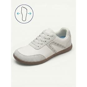 Women's White Wide Fit Lace-up Athletic Walking Sneakers – Extra Wide Toe Box Comfort Shoes with Lightweight Construction, Flexible Non-Slip Outsole for Walkin