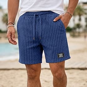 Homme Shorts Short décontracté Short en velours côtelé Avec Poches Taille Élastique Uni Texturé Confort Respirant Au dessus des genoux Occasionnel Extérieur Pl