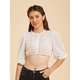 Oktoberfest Chemise Blouse Dirndl Dentelle Col rond Manches bouffantes Femme de ménage Bavarois Alpin Patrimoine Prairies Femmes Carnaval Soirée Fête de la Biè