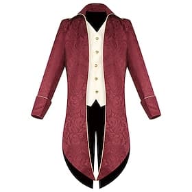 Rétro Vintage Médiéval Renaissance Queue-de-pie Manches longues Prince Vampire Gentleman Jacquard Déguisement Homme Fantaisie Royal Halloween Carnaval Mascarad