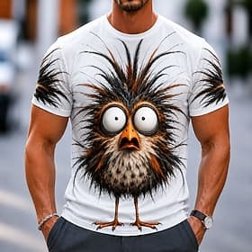 Homme Animal Oiseau T-shirt Manche Courte T-shirt Impression 3D Col ras du cou Chemise Drôle Occasionnel Quotidien Rue Blanche Violet Rose rouge Été Printemps