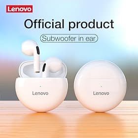 Écouteurs sans fil Lenovo, Bluetooth 5.0 avec caisson de basses pour des basses profondes, semi-intra-auriculaires TWS avec étui de chargement, micro intégré p