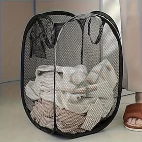 Panier à linge pliable en filet, grand panier de rangement sans doublure avec poignées ergonomiques, gain de place Portable, idéal pour la buanderie, la chambr