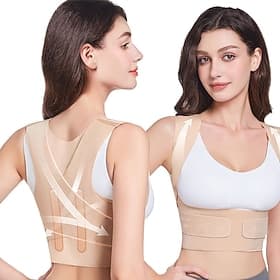 Correcteur de posture invisible pour femmes, ceinture de soutien lombaire couleur chair avec barres stabilisatrices, redresseur d'épaules sans coutures pour co