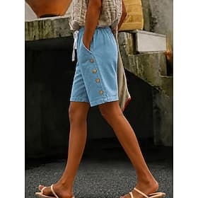 Femmes Jeans Denim Chinos Shorts Mode Longueur mollet Taille haute Classique Confort Élastique Vacances Formel Bleu Noir Vert Kaki Été Printemps Coupe régulièr