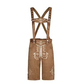 Oktoberfest Bundhosen Shorts Lederhosen Mi-long Broderie Allemand Alpin Patrimoine Prairies Homme Carnaval Fête de la Bière Tissu de style traditionnel