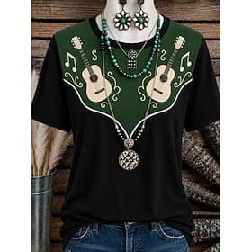 Women's Western Boho T Shirt Print Floral Graphic Geometric Vintage Stylish Casual Short Sleeve Crew Neck V Neck Round Neck Regular Tops Casual Daily Weekend B