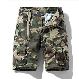 Homme taille confortable Pantalon cargo Shorts cargo Shorts Short décontracté Cordon de serrage Taille Élastique Multi-poches Camouflage Coupe-vent Respirant L